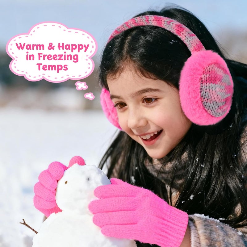 SEDUXI Kids Winter Ear Muffs with Gloves Set - Plush Knit Earmuffs & Mittens, Adjustable Soft Ear Warmers for Boys Girls 3-16 Years - Image 4